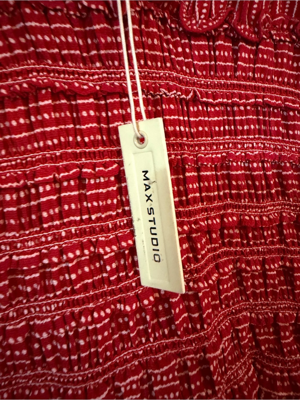 Max Studio Red V-Neck Smocked Wide-Leg Jumpsuit - Picture 4 of 5
